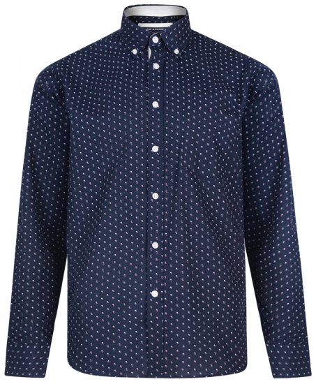 Kam Jeans 6176 Long Sleeve Shirt Navy - Camicie - Camicie Taglie Forti Uomo