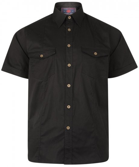 Kam Jeans 6180 Short Sleeve Shirt Black - DUPLICATE - Camicie - Camicie Taglie Forti Uomo