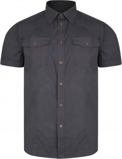 Kam Jeans 6180 Retro Stretch Shirt Charcoal - Camicie - Camicie Taglie Forti Uomo