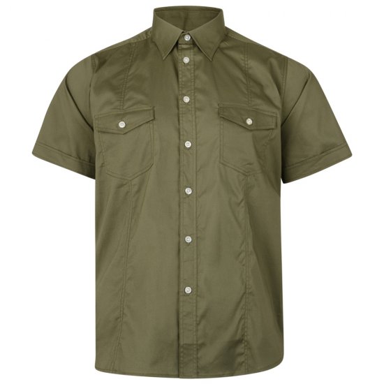 Kam Jeans 6180 Retro Stretch Shirt Khaki DUPLICATE - Camicie - Camicie Taglie Forti Uomo
