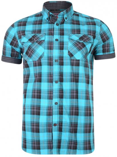 Kam Jeans 6184 Short Sleeve Shirt Teal - Camicie - Camicie Taglie Forti Uomo