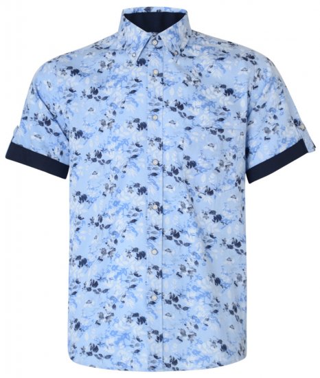 Kam Jeans 6190 Short Sleeve Shirt Blue - Camicie - Camicie Taglie Forti Uomo