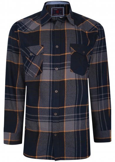 Kam Jeans 6193 Long Sleeve Flannel Shirt Navy - Camicie - Camicie Taglie Forti Uomo