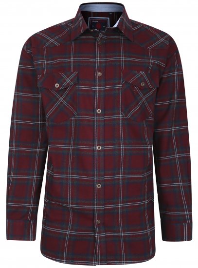 Kam Jeans 6194 Long Sleeve Flannel Shirt Burgundy - Camicie - Camicie Taglie Forti Uomo