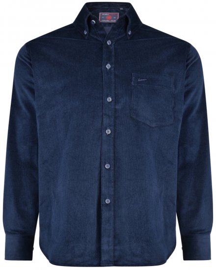 Kam Jeans 6195 Long Sleeve Corduroy Shirt Navy - Camicie - Camicie Taglie Forti Uomo