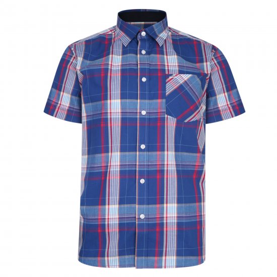Kam Jeans 6202 Casual Check Shirt Blue - Camicie - Camicie Taglie Forti Uomo