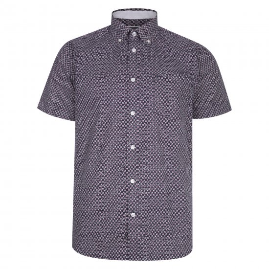 Kam Jeans 6206 Paisley Print Shirt Navy - Camicie - Camicie Taglie Forti Uomo