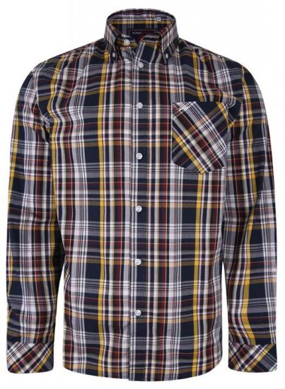 Kam Jeans 6208 LS Casual Check Shirt Navy - Camicie - Camicie Taglie Forti Uomo