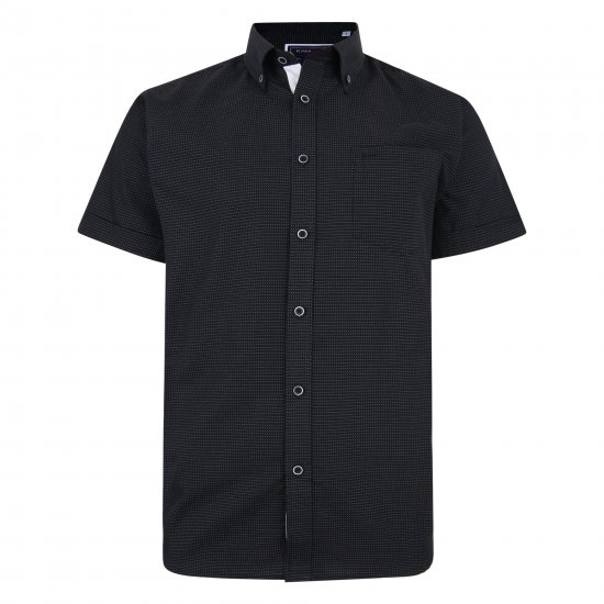 Kam Jeans 6210 SS Dobby Stitch Shirt Black - Camicie - Camicie Taglie Forti Uomo