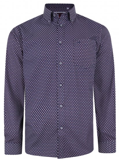 Kam Jeans 6211 LS Dobby Stitch Shirt Navy - Camicie - Camicie Taglie Forti Uomo