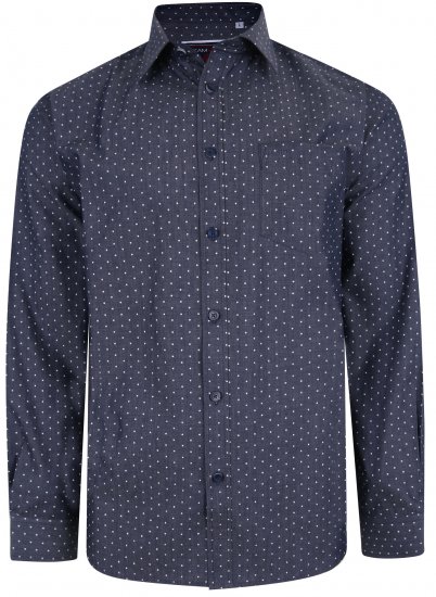 Kam Jeans KBS 6212 Star Print Chambray Shirt Indigo - Camicie - Camicie Taglie Forti Uomo