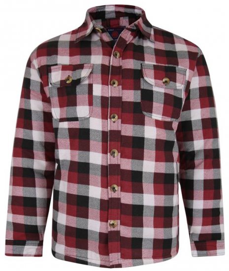 Kam Jeans 6213 Sherpa Lined Flannel Shirt Burgundy - Camicie - Camicie Taglie Forti Uomo