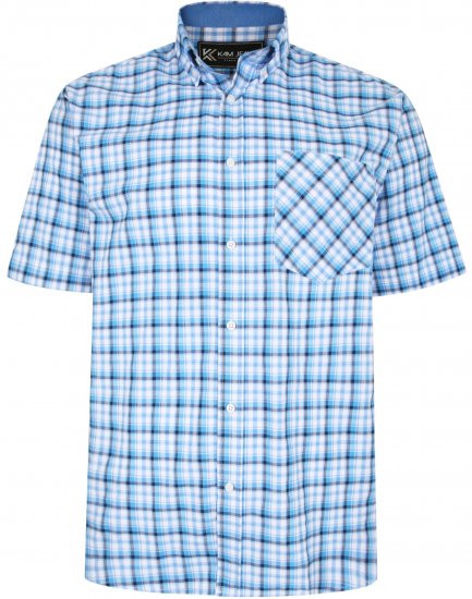 Kam Jeans 6214 Check Shirt Blue - Camicie - Camicie Taglie Forti Uomo