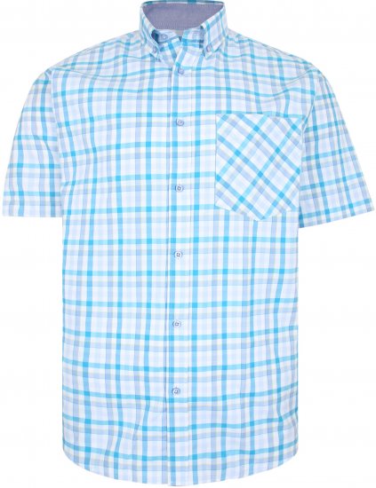 Kam Jeans 6215 Summer Check Shirt Turquoise - Camicie - Camicie Taglie Forti Uomo