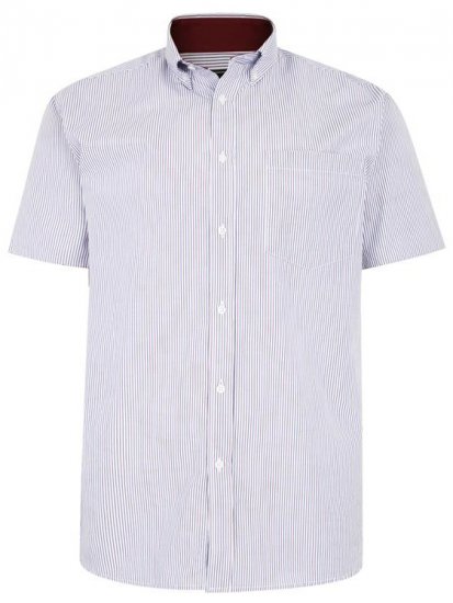 Kam Jeans 6218 SS Casual Stripe Shirt Burgundy - Camicie - Camicie Taglie Forti Uomo