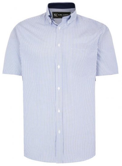 Kam Jeans 6218 SS Casual Stripe Shirt Navy - Camicie - Camicie Taglie Forti Uomo
