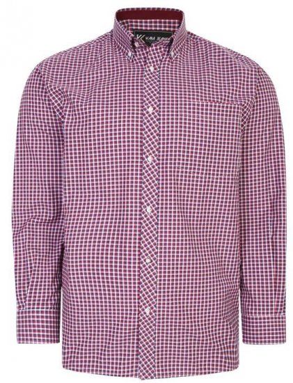 Kam Jeans 6219 LS Mini Gingham Check Shirt Red - Camicie - Camicie Taglie Forti Uomo