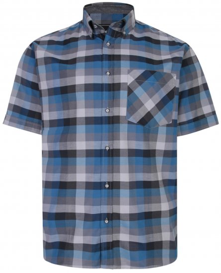 Kam Jeans 6222 Short sleeve Shirt Turquoise - Camicie - Camicie Taglie Forti Uomo