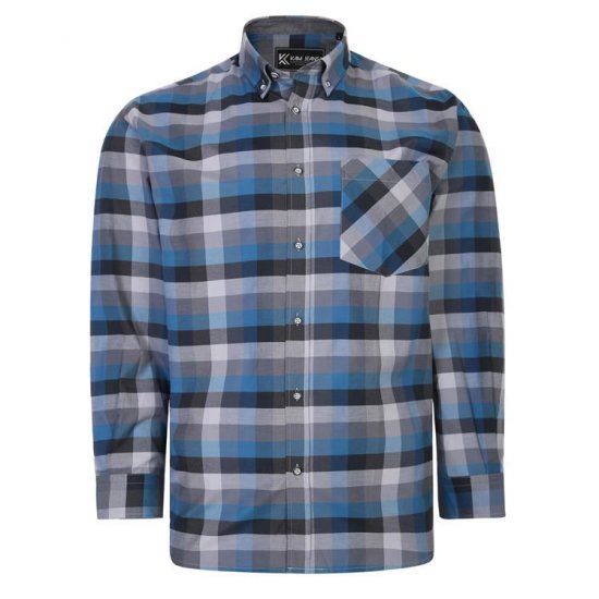 Kam Jeans 6222 Grazed Check Pattern Shirt Turquoise - Camicie - Camicie Taglie Forti Uomo