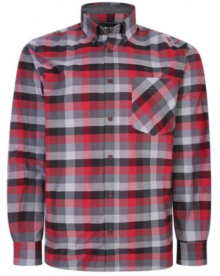 Kam Jeans 6222 Grazed Check Pattern Shirt Wine - Camicie - Camicie Taglie Forti Uomo