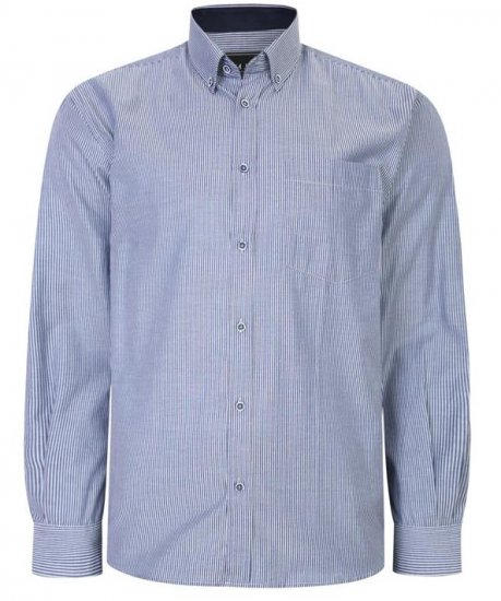Kam Jeans 6224 LS Mini Stripe Shirt Navy - Camicie - Camicie Taglie Forti Uomo