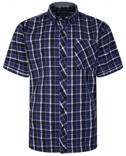 Kam Jeans 6240 SS Check Shirt Navy - Camicie - Camicie Taglie Forti Uomo