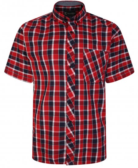 Kam Jeans 6240 SS Check Shirt Red - Camicie - Camicie Taglie Forti Uomo