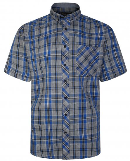 Kam Jeans 6241 SS Check Shirt Blue - Camicie - Camicie Taglie Forti Uomo