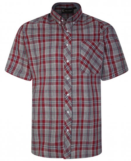 Kam Jeans 6241 SS Check Shirt Burgundy - Camicie - Camicie Taglie Forti Uomo