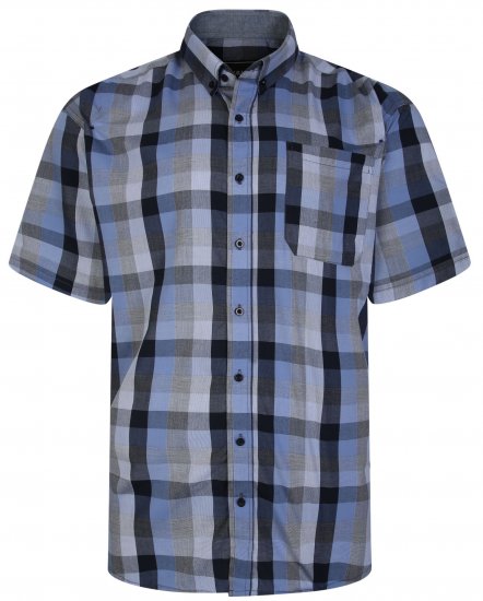 Kam Jeans 6242 Casual Checked Shirt Blue - Camicie - Camicie Taglie Forti Uomo