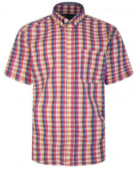Kam Jeans 6248 Casual Short Sleeve Shirt Pink - Camicie - Camicie Taglie Forti Uomo