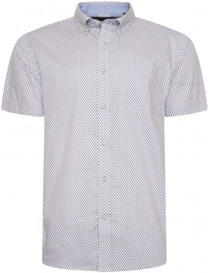 Kam Jeans 6279 All Over Geo Print Shirt White - Camicie - Camicie Taglie Forti Uomo