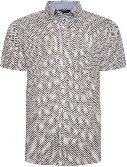 Kam Jeans 6281 All Over Geo Print Shirt White - Camicie - Camicie Taglie Forti Uomo