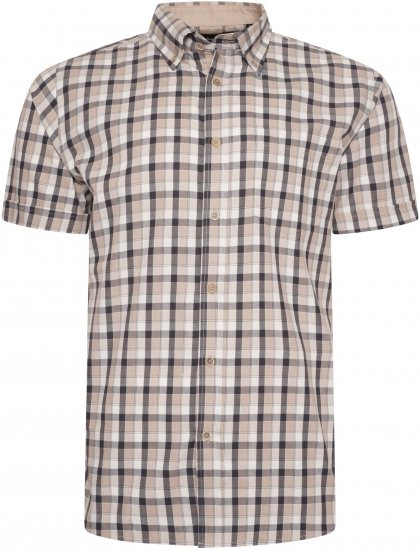 Kam Jeans 6282 Casual SS Check Shirt Beige - Camicie - Camicie Taglie Forti Uomo