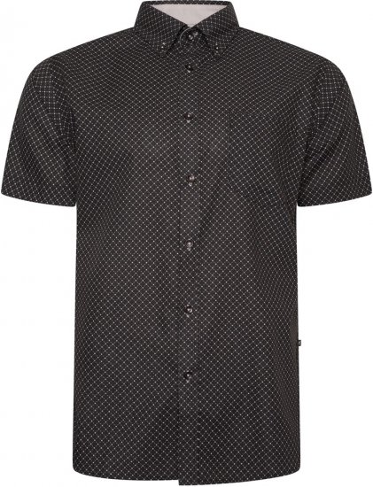 Kam Jeans 6299 All Over Diamond Print Small Sleeve Shirt Black - Camicie - Camicie Taglie Forti Uomo