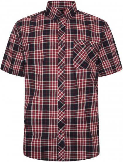 Kam Jeans 6301 Casual Check Short Sleeve Shirt Burgundy - Camicie - Camicie Taglie Forti Uomo