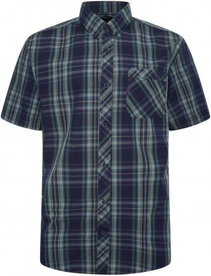 Kam Jeans 6301 Kam Jeans 6301 Casual Check Short Sleeve Shirt Teal - Camicie - Camicie Taglie Forti Uomo