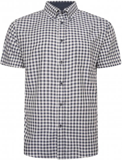 Kam Jeans 6302 Casual Gingham Check Shirt Blue - Camicie - Camicie Taglie Forti Uomo