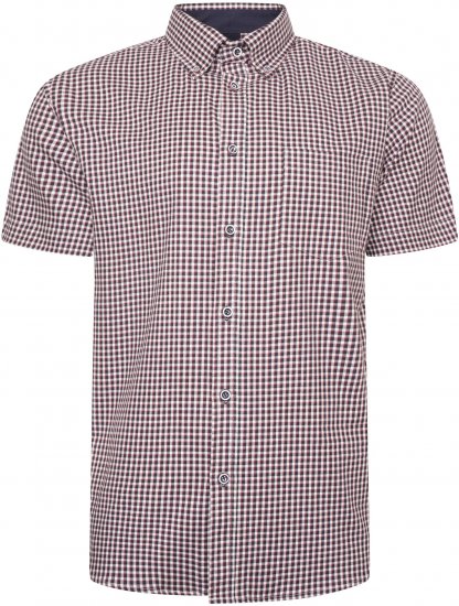 Kam Jeans 6302 Casual Gingham Check Shirt Navy - Camicie - Camicie Taglie Forti Uomo