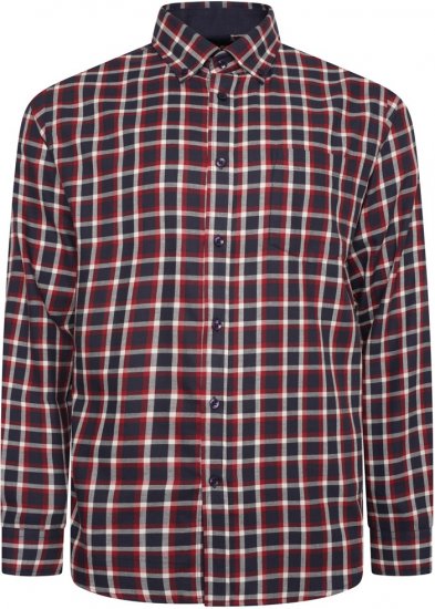 Kam Jeans 6303 Long Sleeve Casual Check Shirt Navy - Camicie - Camicie Taglie Forti Uomo