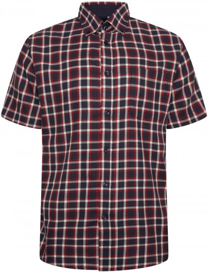 Kam Jeans 6303 Casual Check Short Sleeve Shirt Navy - Camicie - Camicie Taglie Forti Uomo