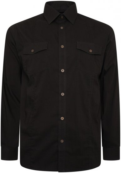 Kam Jeans 6305 Long Sleeve Retro Stretch Shirt Black - Camicie - Camicie Taglie Forti Uomo
