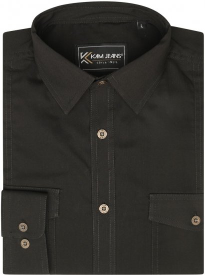Kam Jeans 6305 Long Sleeve Retro Stretch Shirt Black - Camicie - Camicie Taglie Forti Uomo