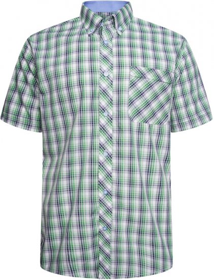 Kam Jeans 6311 Casual Check Short Sleeve Shirt Mint - Camicie - Camicie Taglie Forti Uomo