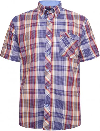 Kam Jeans 6314 Casual Check Short Sleeve Shirt Burgundy - Camicie - Camicie Taglie Forti Uomo