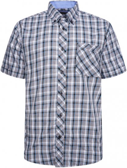 Kam Jeans 6316 Casual Check Short Sleeve Shirt Charcoal - Camicie - Camicie Taglie Forti Uomo