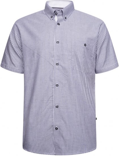 Kam Jeans 6319 Casual Stripe Shirt Charcoal - Camicie - Camicie Taglie Forti Uomo