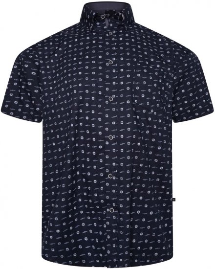 Kam Jeans 6325 Dobby Print Short Sleeve Shirt Black - Camicie - Camicie Taglie Forti Uomo