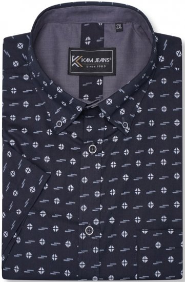 Kam Jeans 6325 Dobby Print Short Sleeve Shirt Black - Camicie - Camicie Taglie Forti Uomo