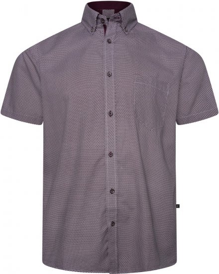 Kam Jeans 6332 AOP Dobby Print Shirt Burgundy - Camicie - Camicie Taglie Forti Uomo